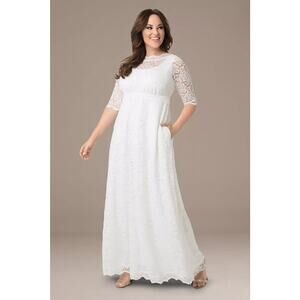 Kiyonna Dress Wedding Gown 3X Sweet Serenity White Full Length Pockets Slimming